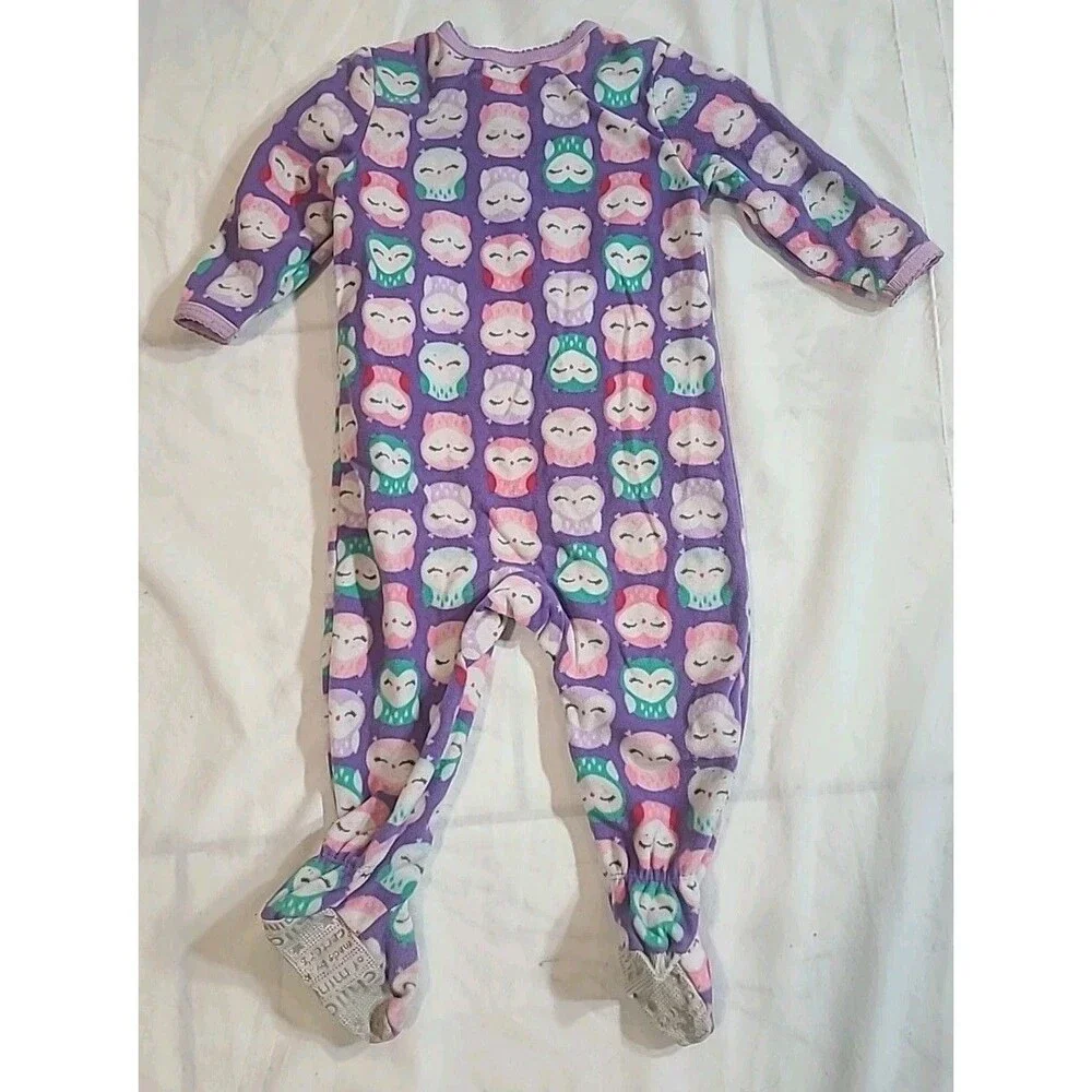 Set Of 2 Baby Girl Footie Pajamas  1 Owl shirt 6-9 Months Sleepwear